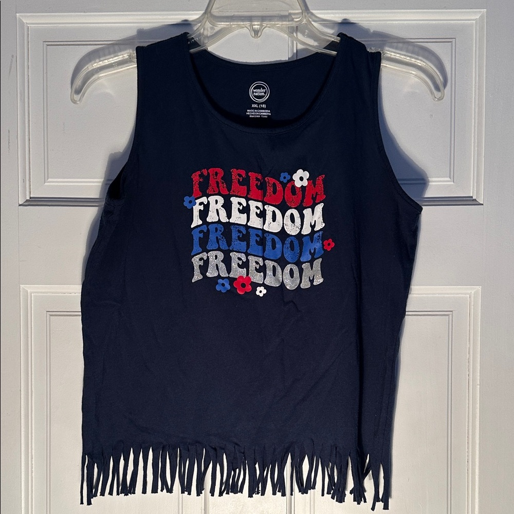 Kids Freedom Fringe Tank Top - Navy